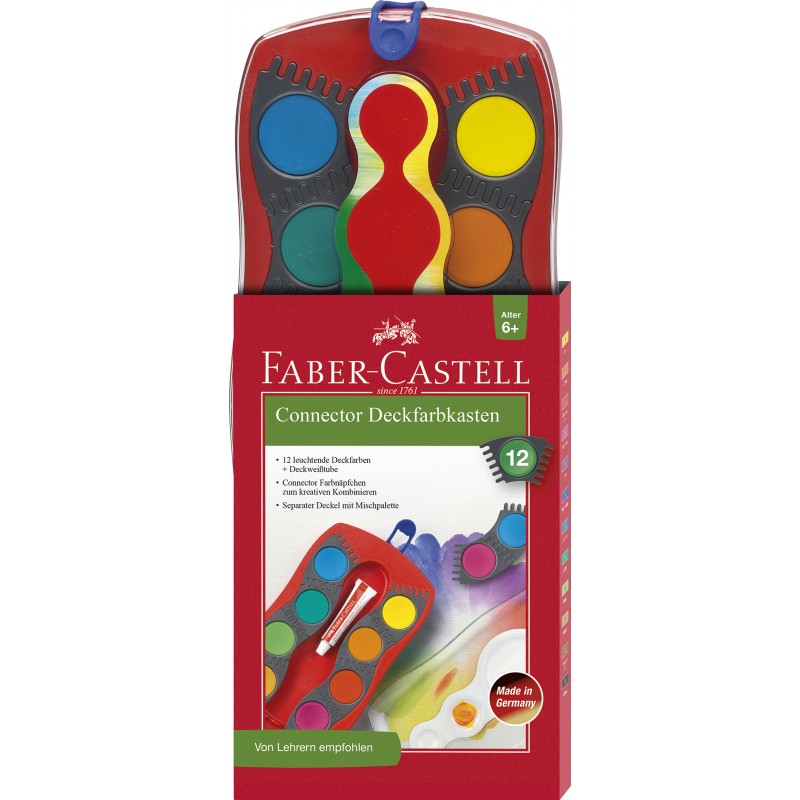 Faber-Castell CONNECTOR Farbkasten · 12 Farben · inkl. Deckweiß Faber-Castell CONNECTOR Farbkasten · 12 Farben · inkl. Deckweiß