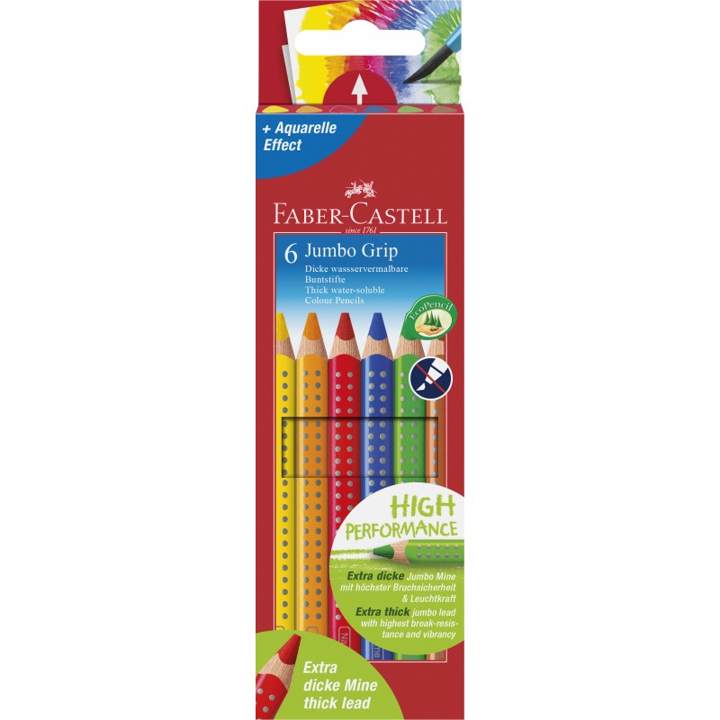Faber-Castell Farbstift Jumbo GRIP · 6 Farben sortiert im Kartonetui. Faber-Castell Farbstift Jumbo GRIP · 6 Farben sortiert im Kartonetui.