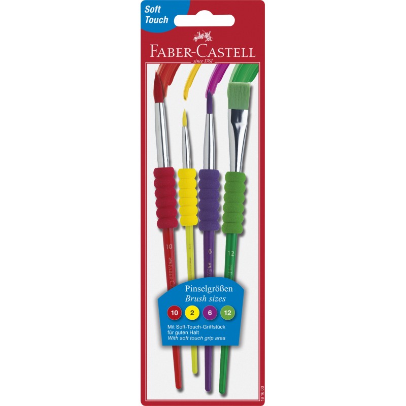 Faber-Castell 4er Set Schulpinsel · Synthetik · Größe 2, 6, 10, 12 Faber-Castell 4er Set Schulpinsel · Synthetik · Größe 2, 6, 10, 12