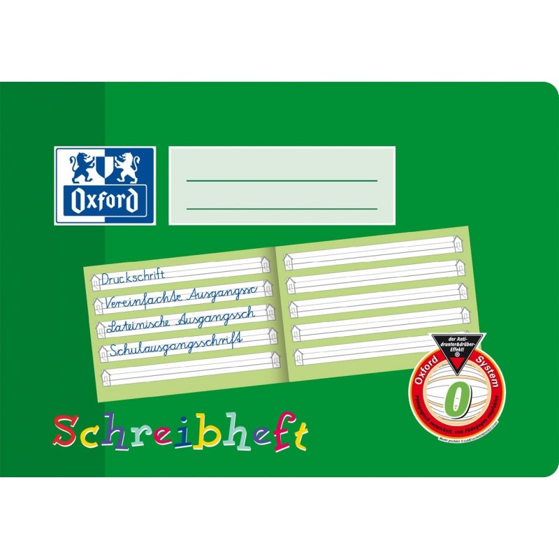 Oxford Schreibheft A5 quer · Lineatur 0 (mit Häuschen) ·90 g/m² 16 Blatt Oxford Schreibheft A5 quer · Lineatur 0 (mit Häuschen) ·90 g/m² 16 Blatt