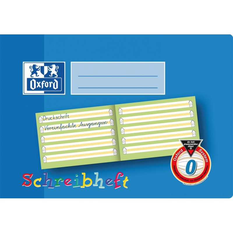 Oxford Schreibheft A5 quer · Lineatur 0 (mit Häuschen · farbige Mittellinie) · 90 g/m² 16 Blatt Oxford Schreibheft A5 quer · Lineatur 0 (mit Häuschen · farbige Mittellinie) · 90 g/m² 16 Blatt