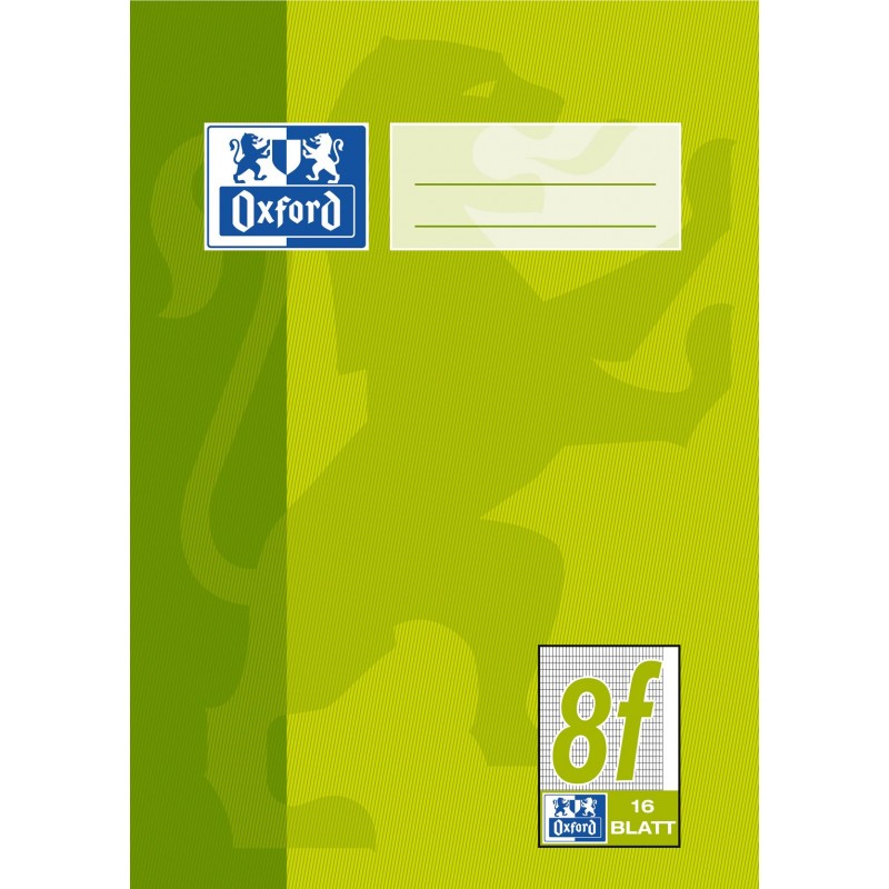 Oxford Schulheft A5 · Lineatur 8f (rautiert · weißer Rand rechts) · 90 g/m² ·16 Blatt Oxford Schulheft A5 · Lineatur 8f (rautiert · weißer Rand rechts) · 90 g/m² ·16 Blatt