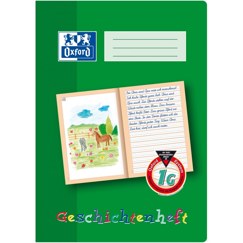 Oxford Geschichtenheft A4 · Lineatur 1G · 90 g/m² · 16 Blatt Oxford Geschichtenheft A4 · Lineatur 1G · 90 g/m² · 16 Blatt