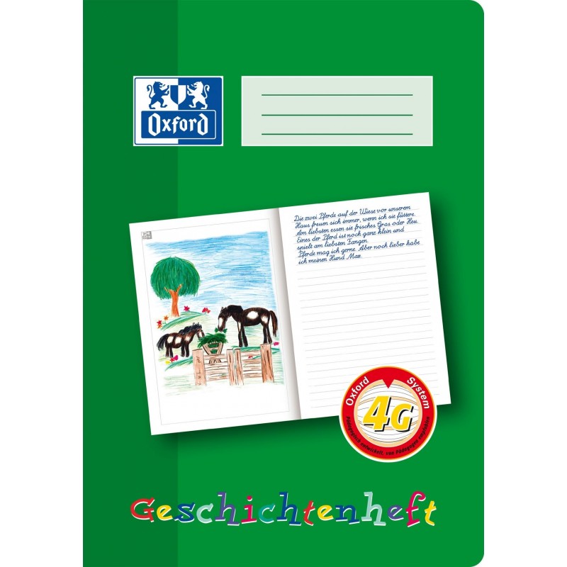 Oxford Geschichtenheft A4 · Lineatur 4G · 90 g/m² · 16 Blatt Oxford Geschichtenheft A4 · Lineatur 4G · 90 g/m² · 16 Blatt