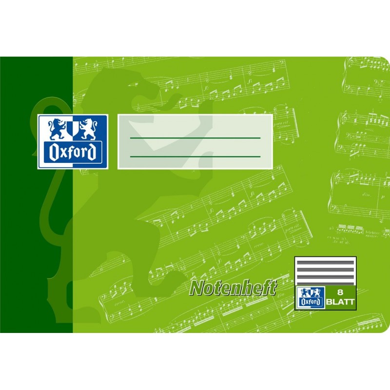 Oxford Notenheft A5 quer · Lineatur 14 · ohne Hilfslinien · 90 g/m² · 8 Blatt Oxford Notenheft A5 quer · Lineatur 14 · ohne Hilfslinien · 90 g/m² · 8 Blatt
