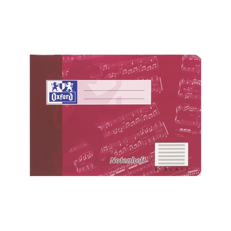 Oxford Notenheft A5 quer · Lineatur 14 · ohne Hilfslinien · 90 g/m² · 8 Blatt
