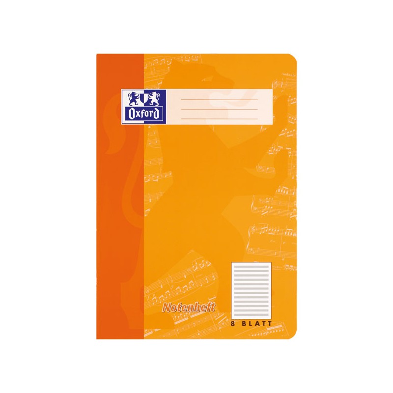 Oxford Notenheft A4 · Lineatur 14 · ohne Hilfslinien · 90 g/m² · 8 Blatt
