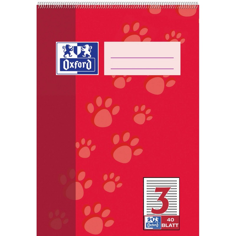 Oxford Schulblock A5 · mit Kopfspirale · Lineatur 3 · 90 g/m² · 40 Blatt Oxford Schulblock A5 · mit Kopfspirale · Lineatur 3 · 90 g/m² · 40 Blatt