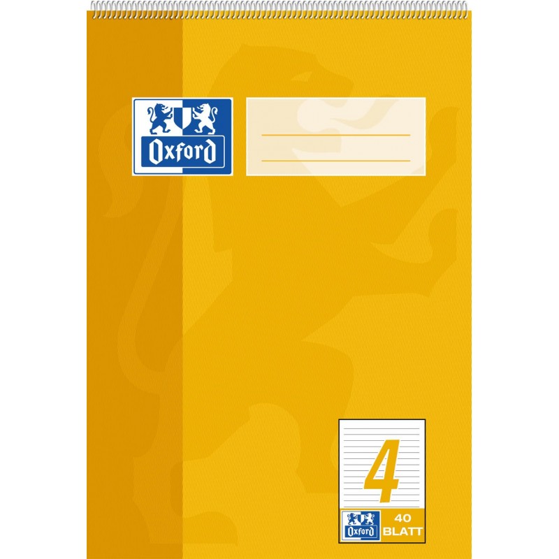 Oxford Schulblock A5 · mit Kopfspirale · Lineatur 4 · 90 g/m² · 40 Blatt Oxford Schulblock A5 · mit Kopfspirale · Lineatur 4 · 90 g/m² · 40 Blatt