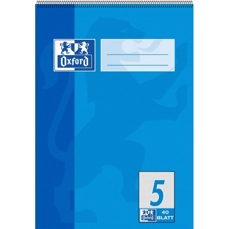 Oxford Schulblock A5 · mit Kopfspirale · Lineatur 5 · 90 g/m² · 40 Blatt Oxford Schulblock A5 · mit Kopfspirale · Lineatur 5 · 90 g/m² · 40 Blatt