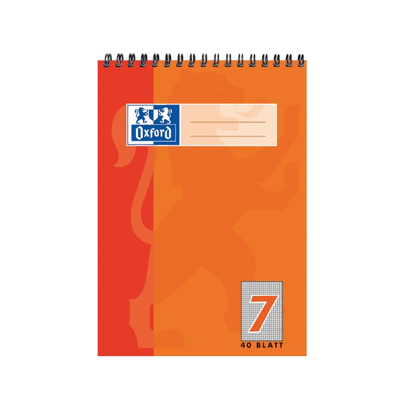 Oxford Schulblock A5 · mit Kopfspirale · Lineatur 7 · 90 g/m² · 40 Blatt