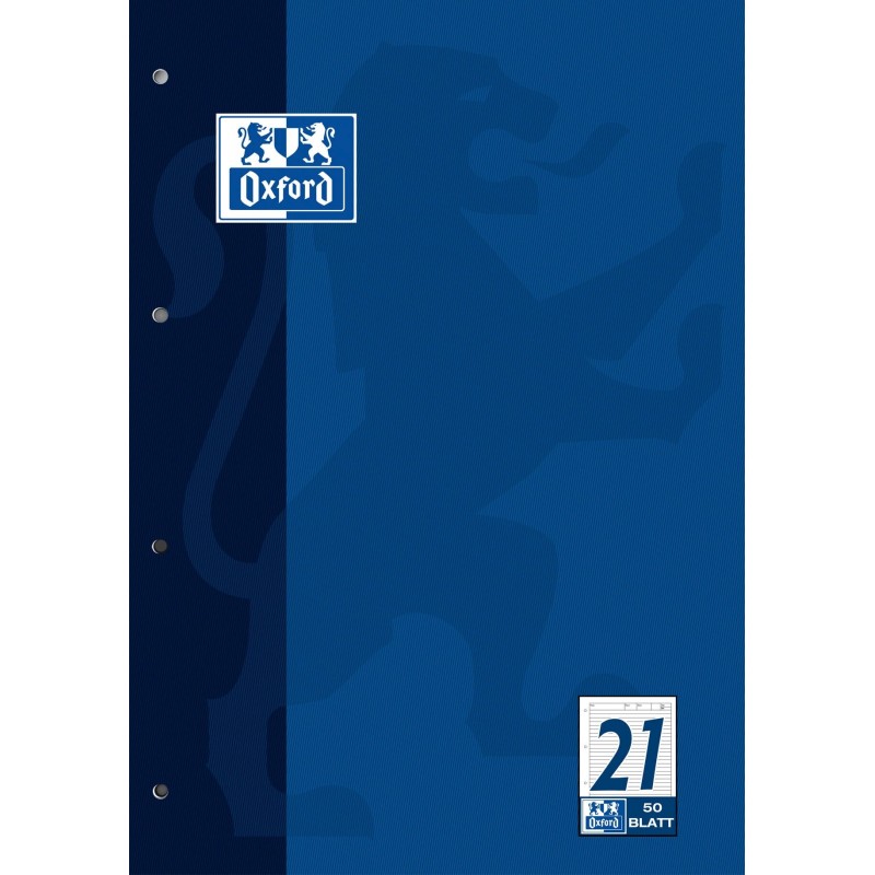 Oxford Arbeitsblock A4 · Lineatur 21 (liniert) · 90 g/m² · 50 Blatt Oxford Arbeitsblock A4 · Lineatur 21 (liniert) · 90 g/m² · 50 Blatt