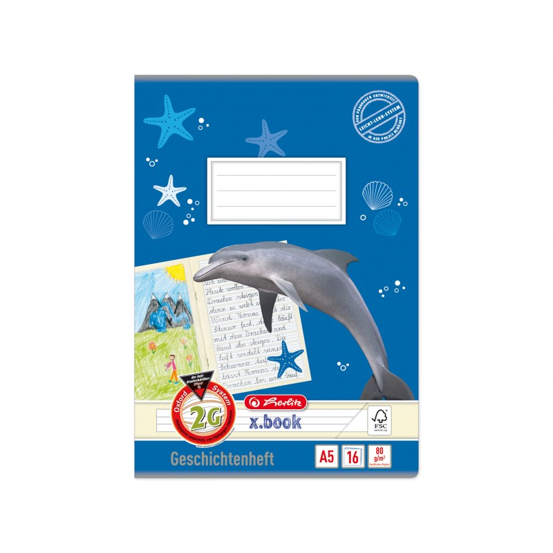 Herlitz Geschichtenheft A5 · Lineatur 2G · 80 g/m² · 16 Blatt Herlitz Geschichtenheft A5 · Lineatur 2G · 80 g/m² · 16 Blatt
