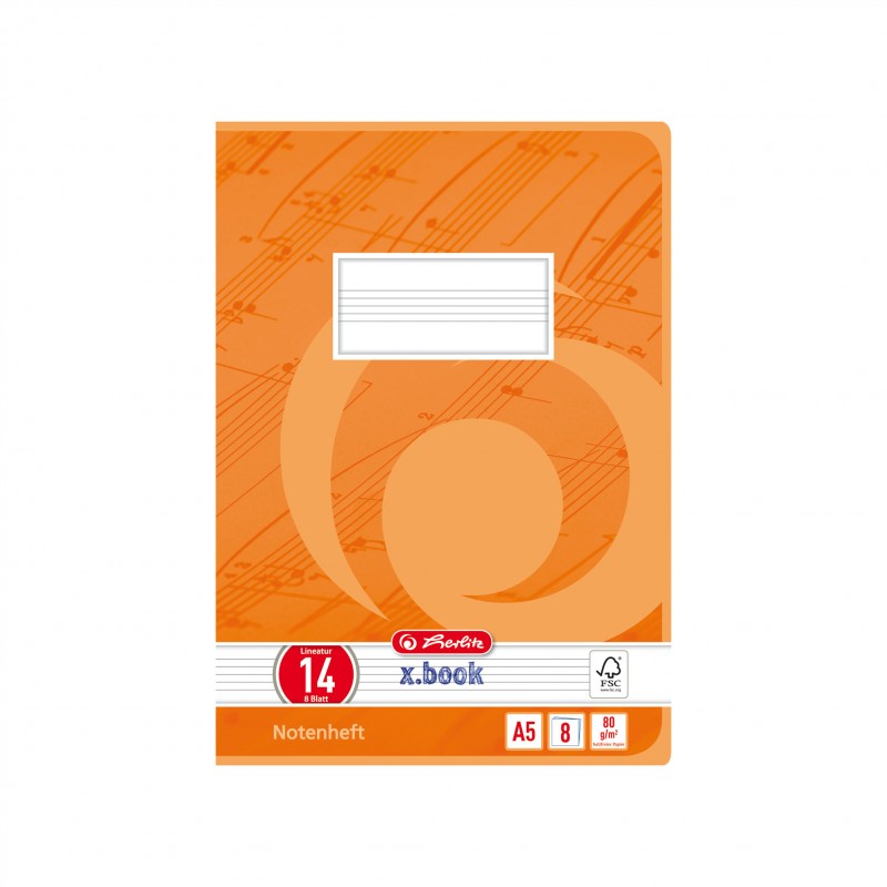 Herlitz Notenheft A5 · Lineatur 14 (ohne Hilfslinien) · 80 g/m² · 8 Blatt Herlitz Notenheft A5 · Lineatur 14 (ohne Hilfslinien) · 80 g/m² · 8 Blatt