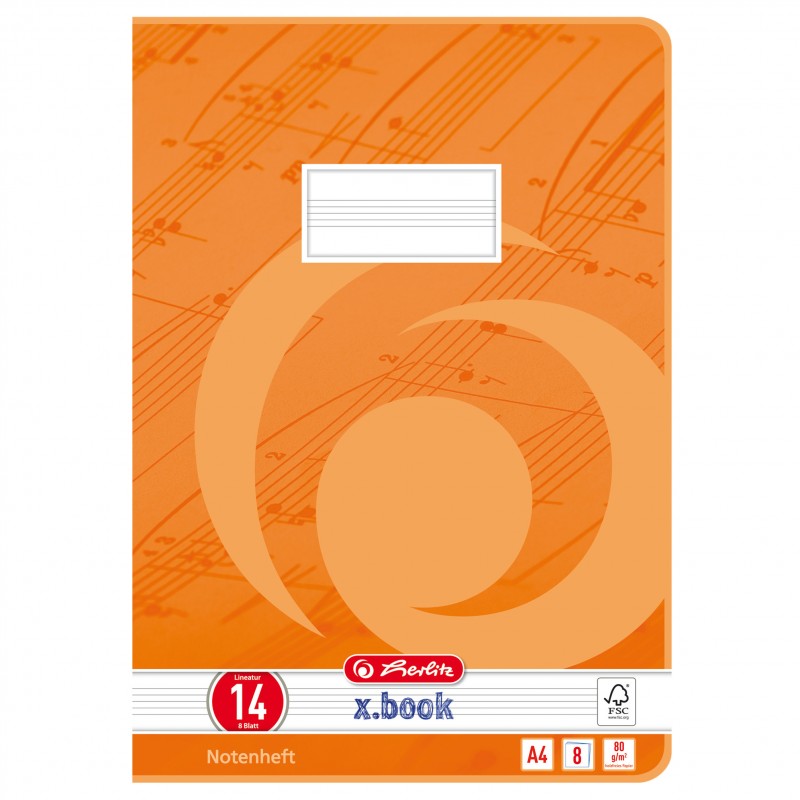 Herlitz Notenheft A4 · Lineatur 14 (ohne Hilfslinien) · 80 g/m² · 8 Blatt Herlitz Notenheft A4 · Lineatur 14 (ohne Hilfslinien) · 80 g/m² · 8 Blatt