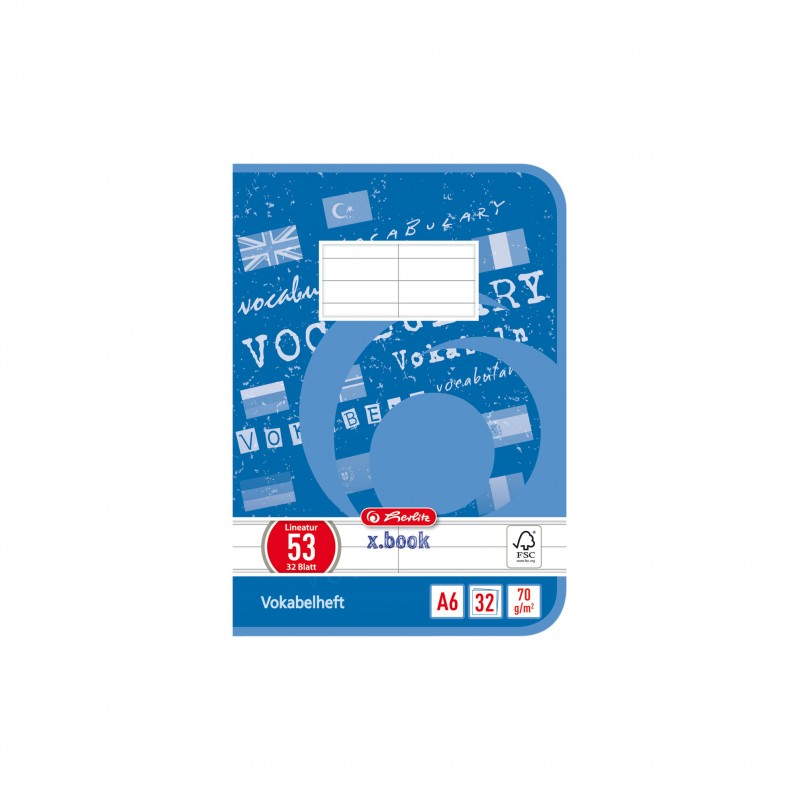 Herlitz Vokabelheft A6 · Lineatur 53 (2 Spalten) · 80 g/m² · 32 Blatt Herlitz Vokabelheft A6 · Lineatur 53 (2 Spalten) · 80 g/m² · 32 Blatt