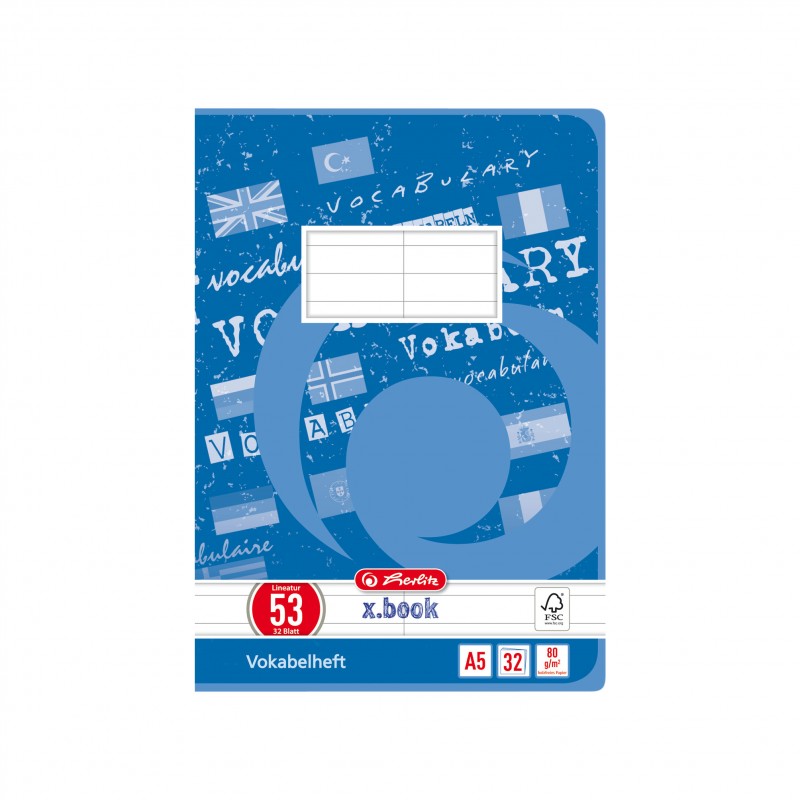 Herlitz Vokabelheft A5 · Lineatur 53 (2 Spalten) · 80 g/m² · 32 Blatt Herlitz Vokabelheft A5 · Lineatur 53 (2 Spalten) · 80 g/m² · 32 Blatt