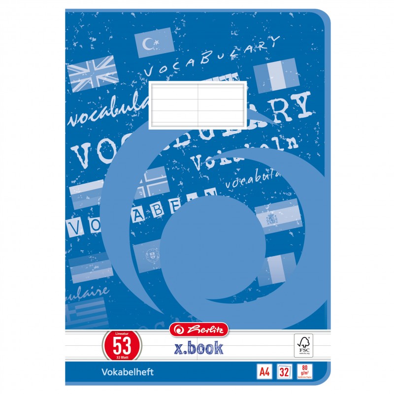 Herlitz Vokabelheft A4 · Lineatur 53 (2 Spalten) · 80 g/m² · 32 Blatt Herlitz Vokabelheft A4 · Lineatur 53 (2 Spalten) · 80 g/m² · 32 Blatt