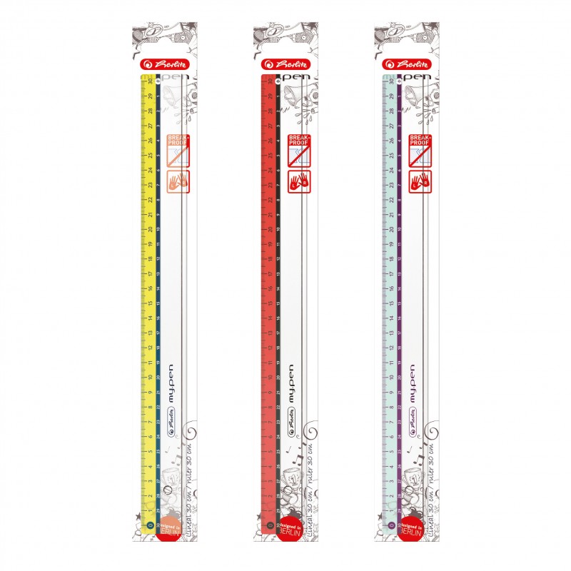 Herlitz Lineal my.pen 30 cm · für Links- und Rechtshänder · 1 Stück Farbe zufällig