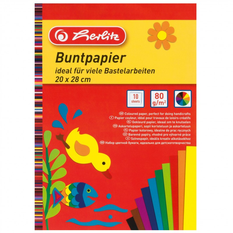 Herlitz Glanzpapier · Buntpapier · ungummiert · 20 cm x 28 cm · 100 g/m² · 10 Blatt (versch. Farben) Herlitz Glanzpapier · Buntpapier · ungummiert · 20 cm x 28 cm · 100 g/m² · 10 Blatt (versch. Farben)