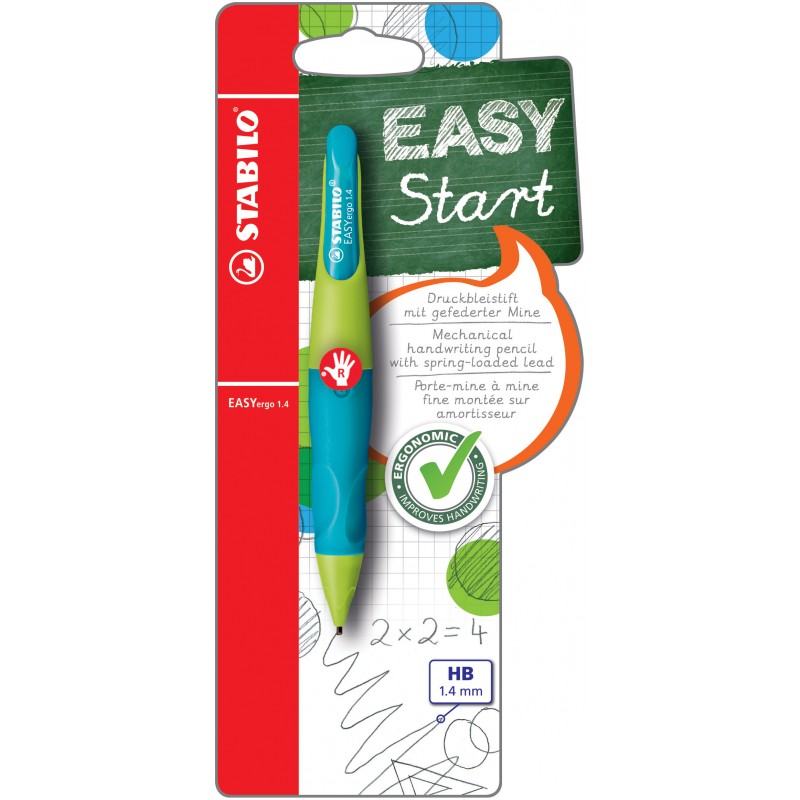 STABILO® Ergonomischer Druckbleistift STABILO® EASYergo 1.4 · neonlimonengrün/aquamarin · Rechtshänder STABILO® Ergonomischer Druckbleistift STABILO® EASYergo 1.4 · neonlimonengrün/aquamarin · Rechtshänder