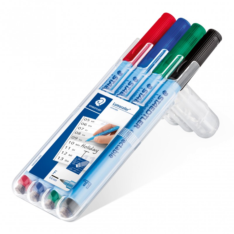 STAEDTLER® Folienstift Lumocolor® correctable ·F-Spitze ca. 0 ·6 mm · Box mit 4 Farben STAEDTLER® Folienstift Lumocolor® correctable ·F-Spitze ca. 0 ·6 mm · Box mit 4 Farben