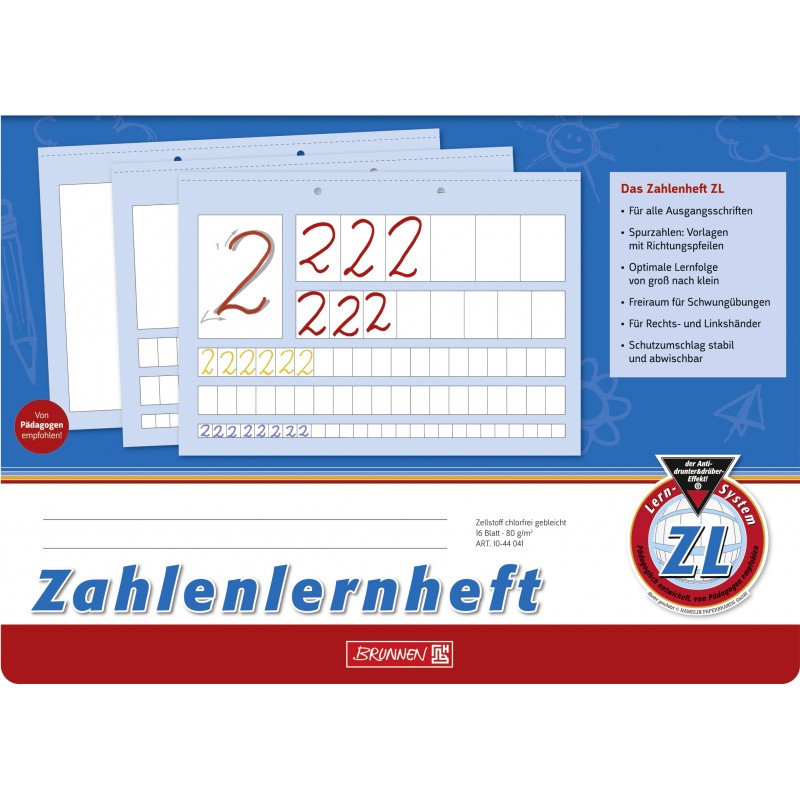 BRUNNEN Zahlenlernheft A4 quer · Lineatur ZL · 80 g/m² BRUNNEN Zahlenlernheft A4 quer · Lineatur ZL · 80 g/m²