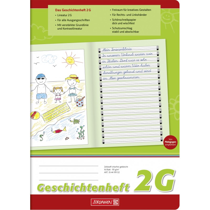 BRUNNEN Geschichtenheft A4 · Lineatur 2G · 80 g/m² · 16 Blatt BRUNNEN Geschichtenheft A4 · Lineatur 2G · 80 g/m² · 16 Blatt
