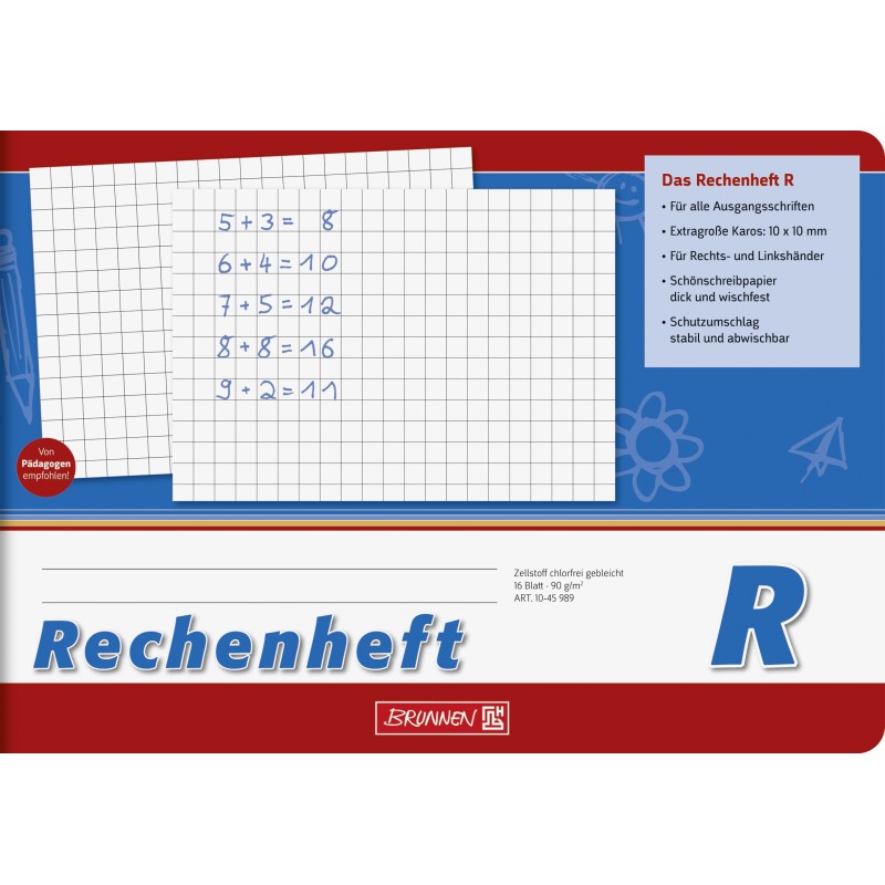 BRUNNEN Rechenheft · DIN A5 quer · Lin R · 80 g/m² · 16 Blatt BRUNNEN Rechenheft · DIN A5 quer · Lin R · 80 g/m² · 16 Blatt