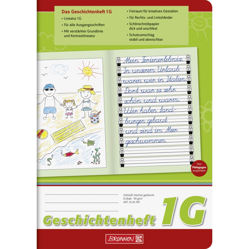 BRUNNEN Geschichtenheft A5 · Lineatur 1G · 80 g/m² · 16 Blatt BRUNNEN Geschichtenheft A5 · Lineatur 1G · 80 g/m² · 16 Blatt