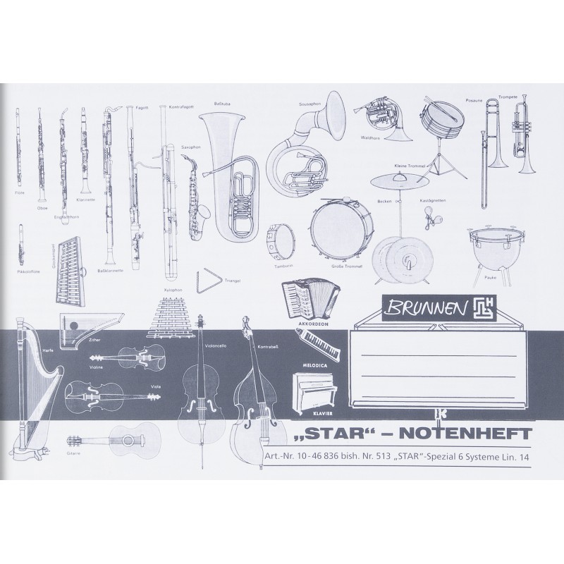 BRUNNEN Notenheft · DIN A5 quer · Star Lineatur 14 · 8 Blatt BRUNNEN Notenheft · DIN A5 quer · Star Lineatur 14 · 8 Blatt