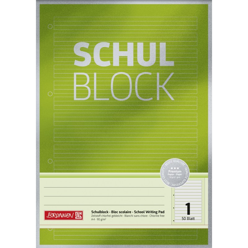BRUNNEN Schulblock · DIN A4 · Lineatur 1 · 50 Blatt · Premium BRUNNEN Schulblock · DIN A4 · Lineatur 1 · 50 Blatt · Premium
