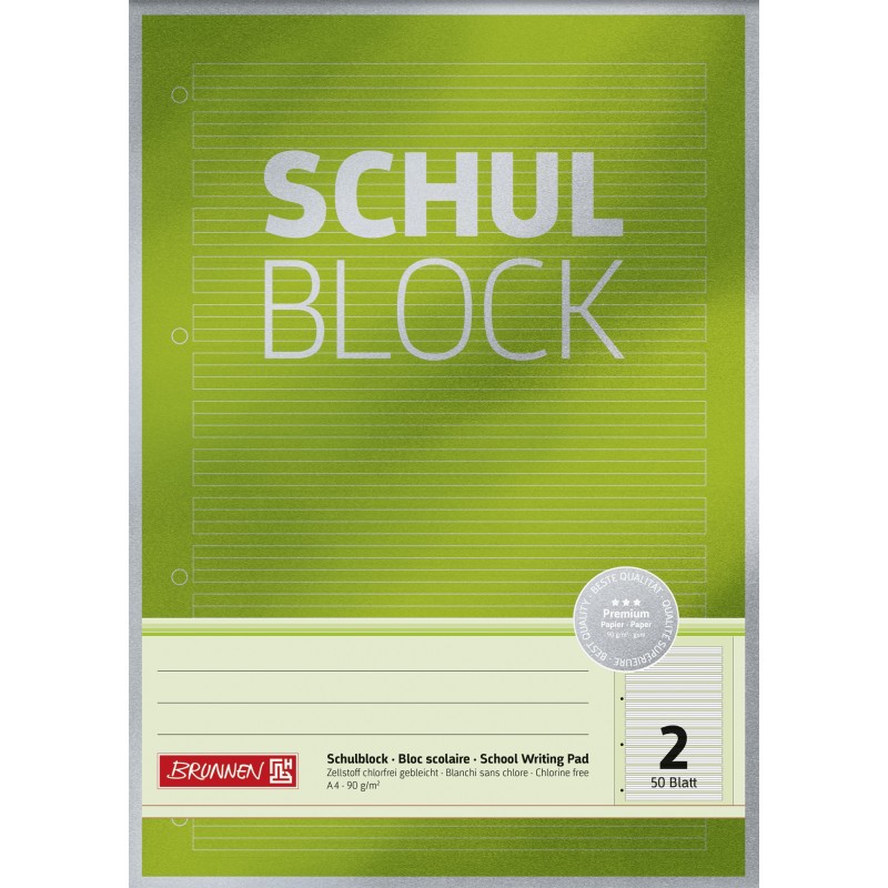 BRUNNEN Schulblock · DIN A4 · Lineatur 2 · 50 Blatt · Premium BRUNNEN Schulblock · DIN A4 · Lineatur 2 · 50 Blatt · Premium