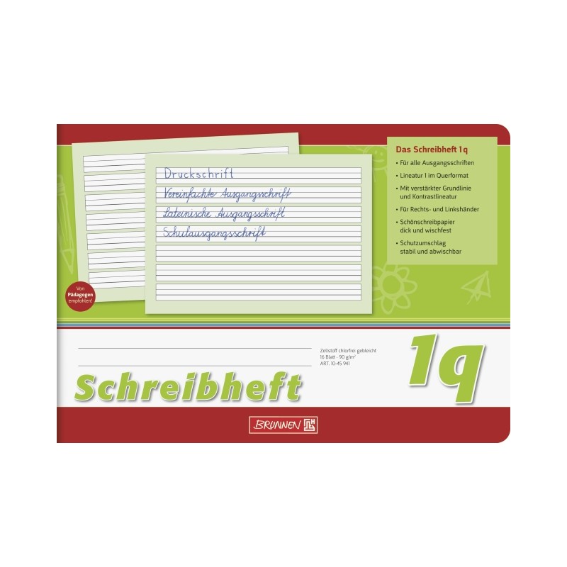BRUNNEN Schulheft · DIN A5 · quer Lin 1q · 80 g/m² · 16 Blatt BRUNNEN Schulheft · DIN A5 · quer Lin 1q · 80 g/m² · 16 Blatt