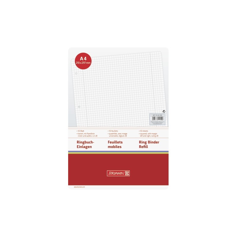 BRUNNEN Ringbucheinlagen · DIN A4 · kariert · Lineatur 28 · 50 Blatt BRUNNEN Ringbucheinlagen · DIN A4 · kariert · Lineatur 28 · 50 Blatt