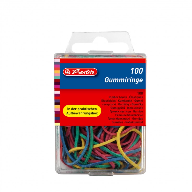 Herlitz Gummiband / Gummiring · 100 Stück · 20 - 70mm · farbig sortiert Herlitz Gummiband / Gummiring · 100 Stück · 20 - 70mm · farbig sortiert