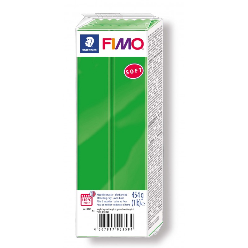FIMO® soft ofenhärtende STAEDTLER® Modelliermasse - Großblock grün 454g - tropischgrün - 8021-53 FIMO® soft ofenhärtende STAEDTLER® Modelliermasse - Großblock grün 454g - tropischgrün - 8021-53