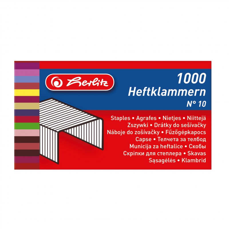 herlitz Heftklammer für Büroheftgerät No.10 · verzinkt · 1.000er Schachtel · 20 Strips à 50 Heftklammern herlitz Heftklammer für Büroheftgerät No.10 · verzinkt · 1.000er Schachtel · 20 Strips à 50 Heftklammern