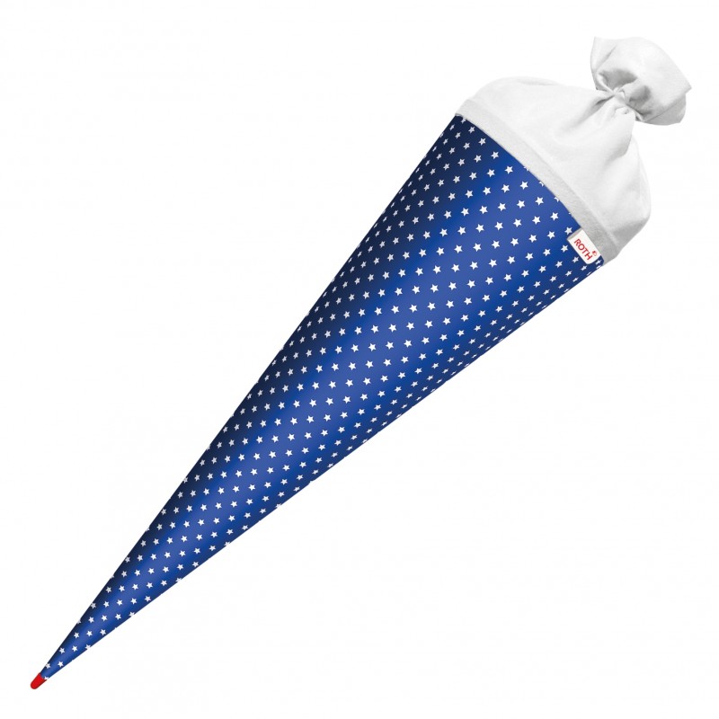 Roth Bastelschultüte · mit Filzverschluss · 70cm · rund · ultramarinblau - weiße Sterne Roth Bastelschultüte · mit Filzverschluss · 70cm · rund · ultramarinblau - weiße Sterne