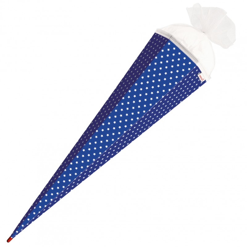 Roth Bastelschultüte · mit Tüllverschluss · 85cm · 6-eckig · ultramarinblau - weiße Sterne Roth Bastelschultüte · mit Tüllverschluss · 85cm · 6-eckig · ultramarinblau - weiße Sterne