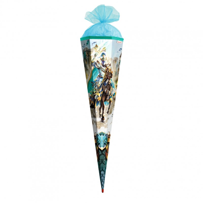 Roth Schultüte / Zuckertüte · mit Tüllverschluss · 85cm · 6-eckig · Ritter Roth Schultüte / Zuckertüte · mit Tüllverschluss · 85cm · 6-eckig · Ritter