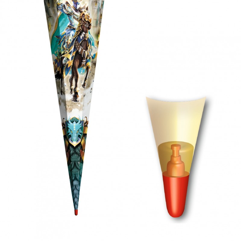 Roth Schultüte / Zuckertüte · mit Tüllverschluss · 85cm · 6-eckig · Ritter