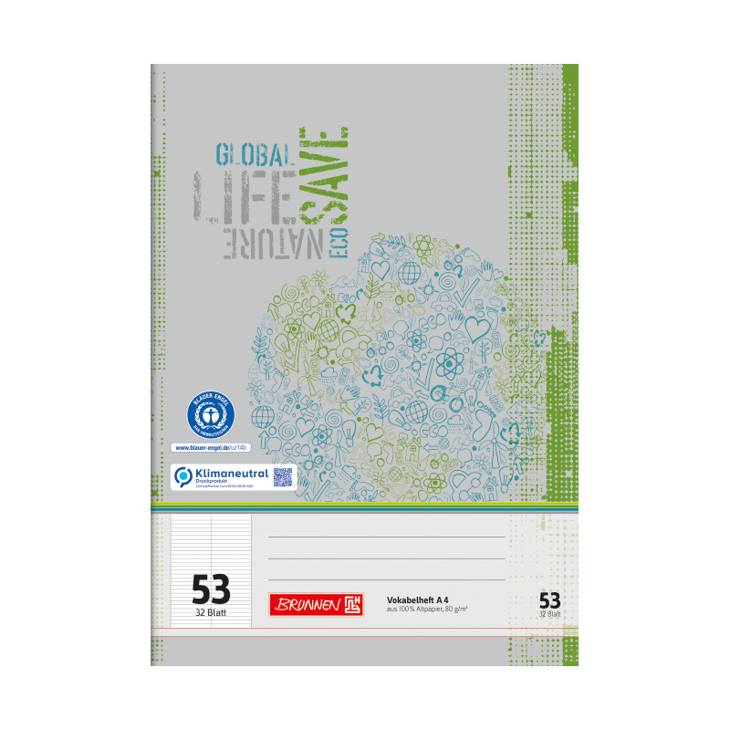 Vokabelheft · DIN A4 · 2 Spalten · Lineatur 53 · 32 Blatt · Umweltpapier Vokabelheft · DIN A4 · 2 Spalten · Lineatur 53 · 32 Blatt · Umweltpapier