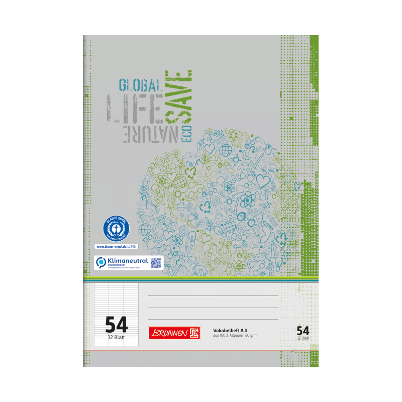Vokabelheft · DIN A4 · 3 Spalten · Lineatur 54 · 32 Blatt · Umweltpapier Vokabelheft · DIN A4 · 3 Spalten · Lineatur 54 · 32 Blatt · Umweltpapier