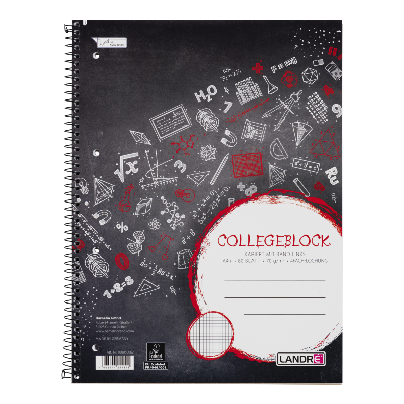 LANDRÉ Collegeblock · A4 · 80 Blatt · Lineatur 22 · kariert · ohne Rand LANDRÉ Collegeblock · A4 · 80 Blatt · Lineatur 22 · kariert · ohne Rand