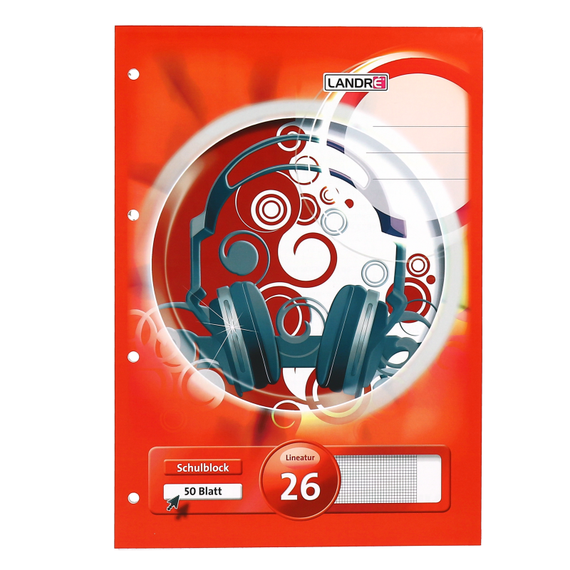 LANDRÉ Schulblock · A4 · 50 Blatt · Lineatur 26 · kariert · mit Rand LANDRÉ Schulblock · A4 · 50 Blatt · Lineatur 26 · kariert · mit Rand