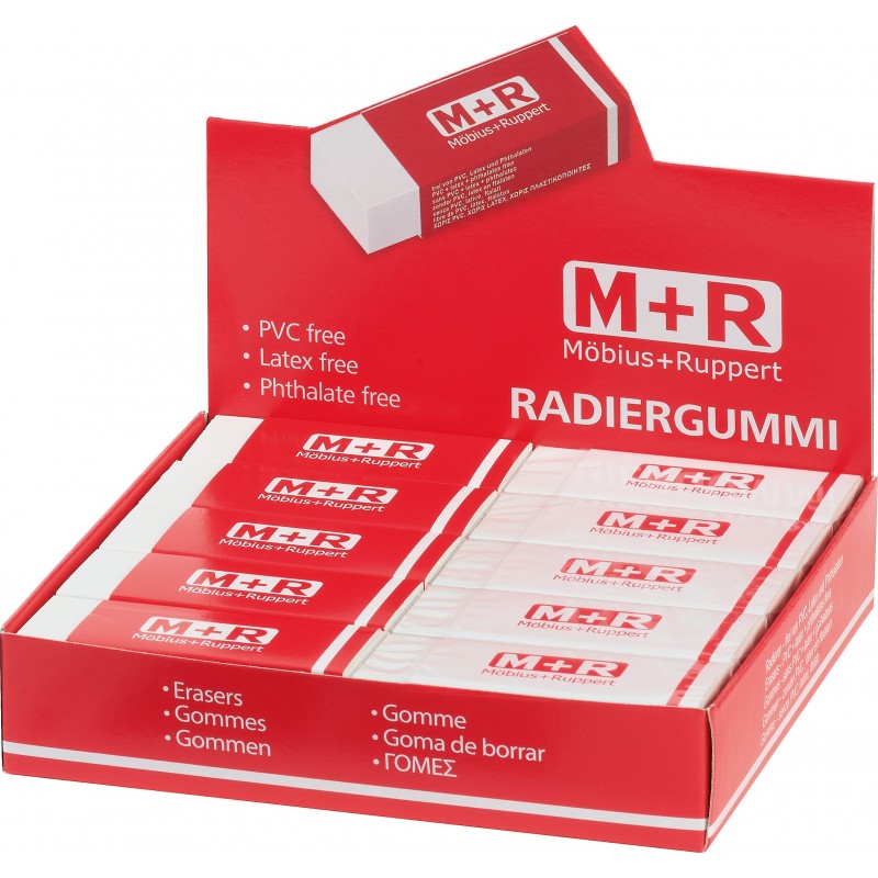 M + R Radiergummi · 22 mm x 60 mm x 11 mm · PVC- und latexfrei M + R Radiergummi · 22 mm x 60 mm x 11 mm · PVC- und latexfrei
