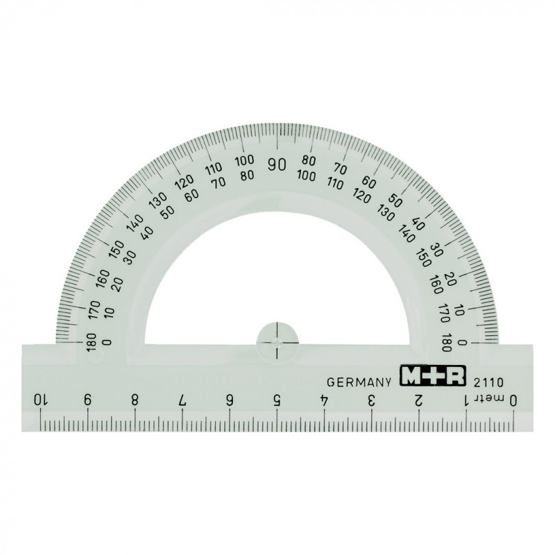M+R Halbkreis-Winkelmesser · 10cm · glasklar M+R Halbkreis-Winkelmesser · 10cm · glasklar
