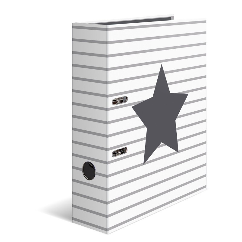 HERMA Motivordner · Stars · Weiß gestreift / grauer Stern HERMA Motivordner · Stars · Weiß gestreift / grauer Stern