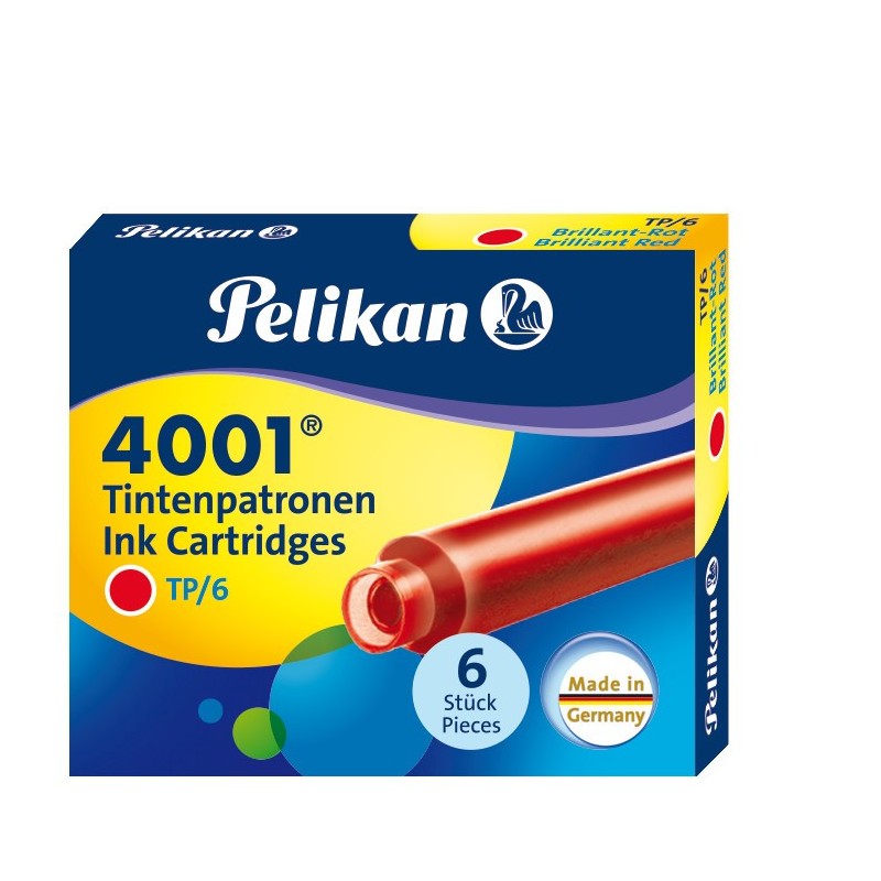 Pelikan Tintenpatronen · Standardgröße · 6 Stück · rot Pelikan Tintenpatronen · Standardgröße · 6 Stück · rot